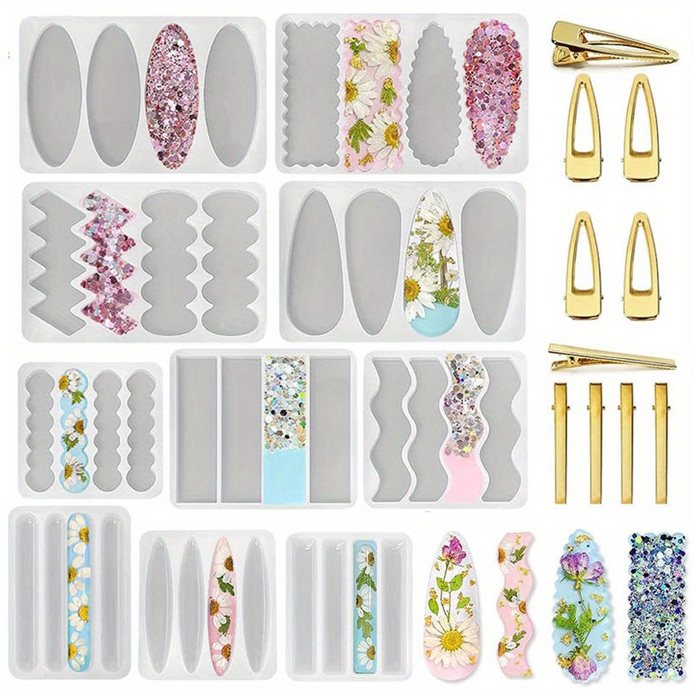 Silicone Epoxy Resin Molds Set - 10개 세트의 깊은 헤어핀 실리콘 몰드로,