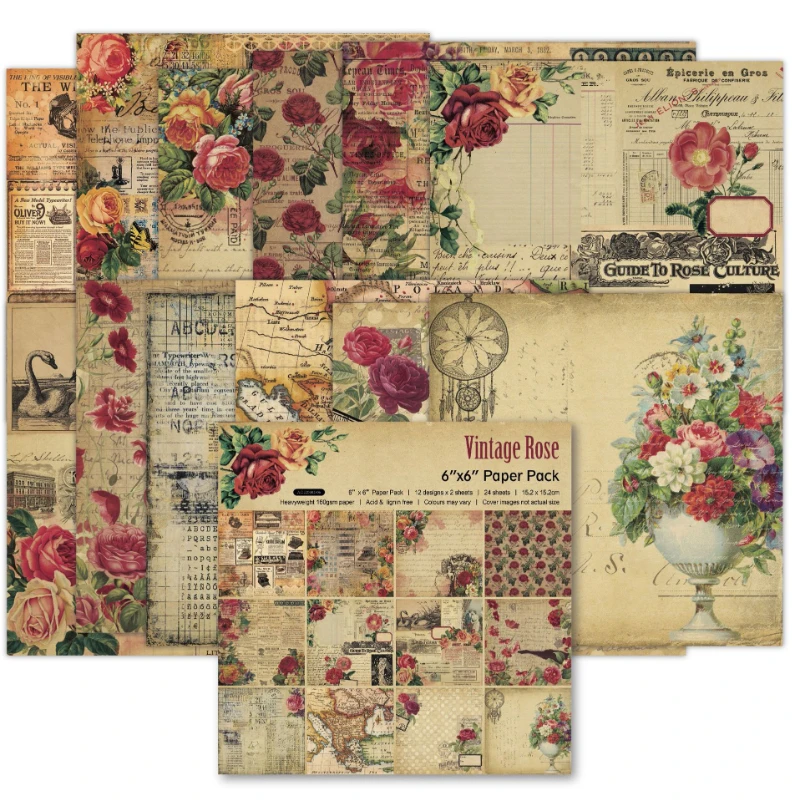 Vintage Junk Journal Scrapbooking Paper - 스크랩북 패드 모듬 패턴 데쿠 페이지