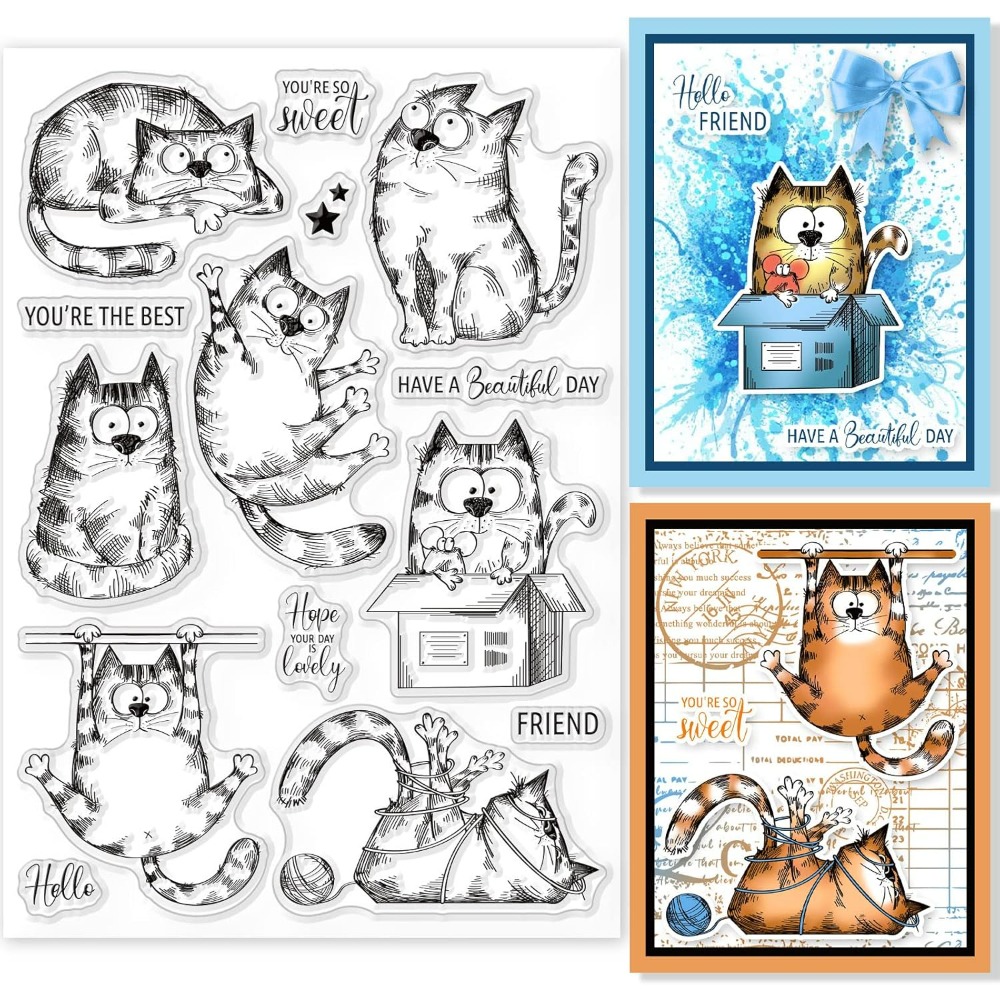 Clear Silicone Stamps For Card Making - 사랑스러운 고양이 투명 우표, 고무 투명