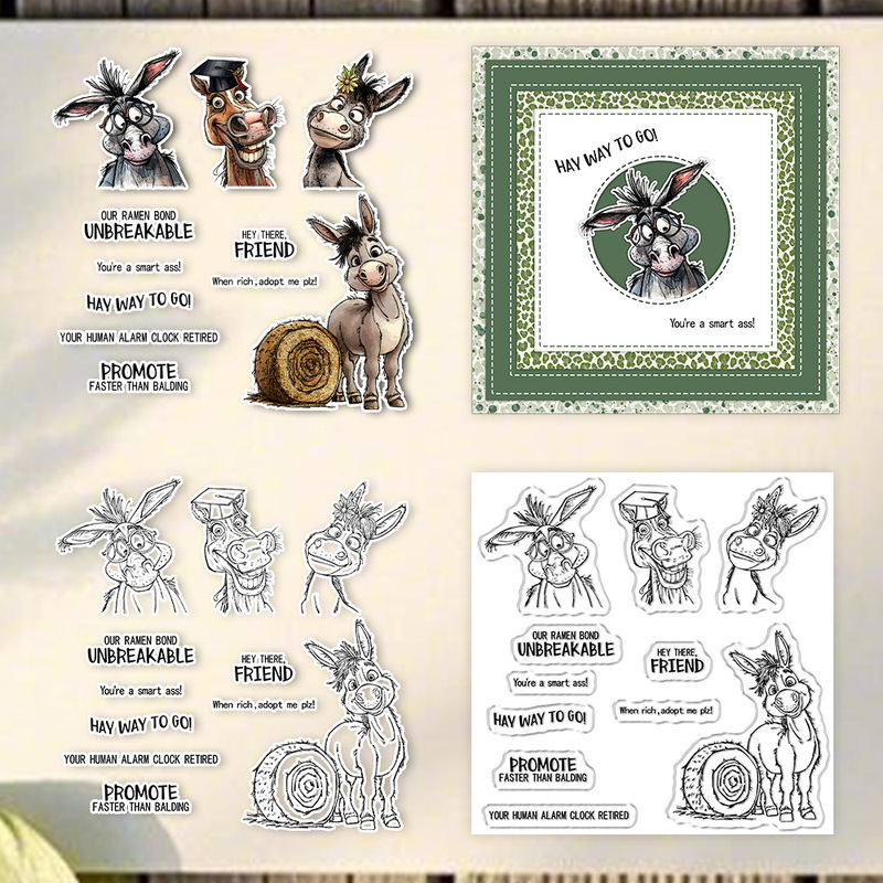 Clear Silicone Stamps For Card Making - Suncraft 졸업 시즌 재미 있은 당나귀