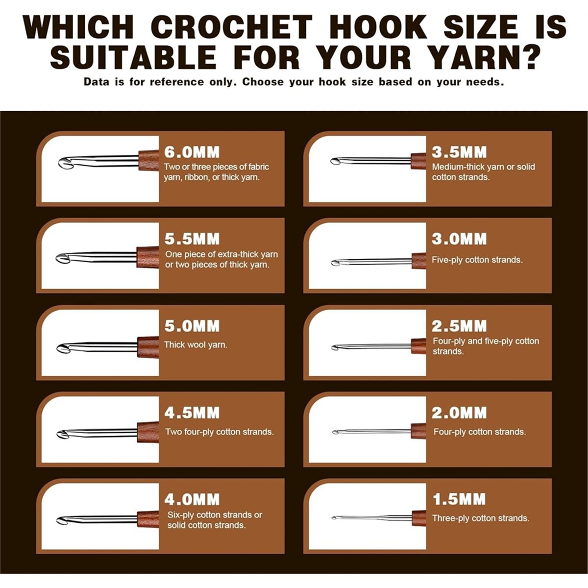 Wooden Crochet Hooks Ergonomic Handle - AT16 5개 크로셰 바늘, 관절염이 있는