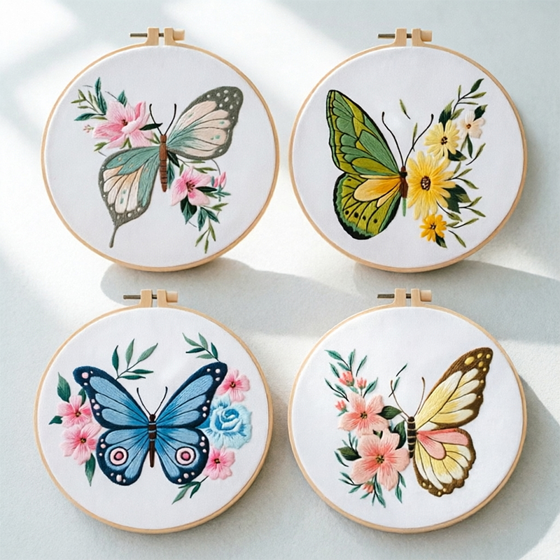 Embroidery - 1개 20X20CM 7.87인치 자수 나비 키트,