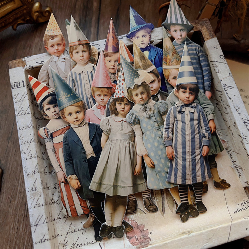 Vintage Junk Journal Scrapbooking Paper - 15개 빈티지 광대 파티 어린이 종이