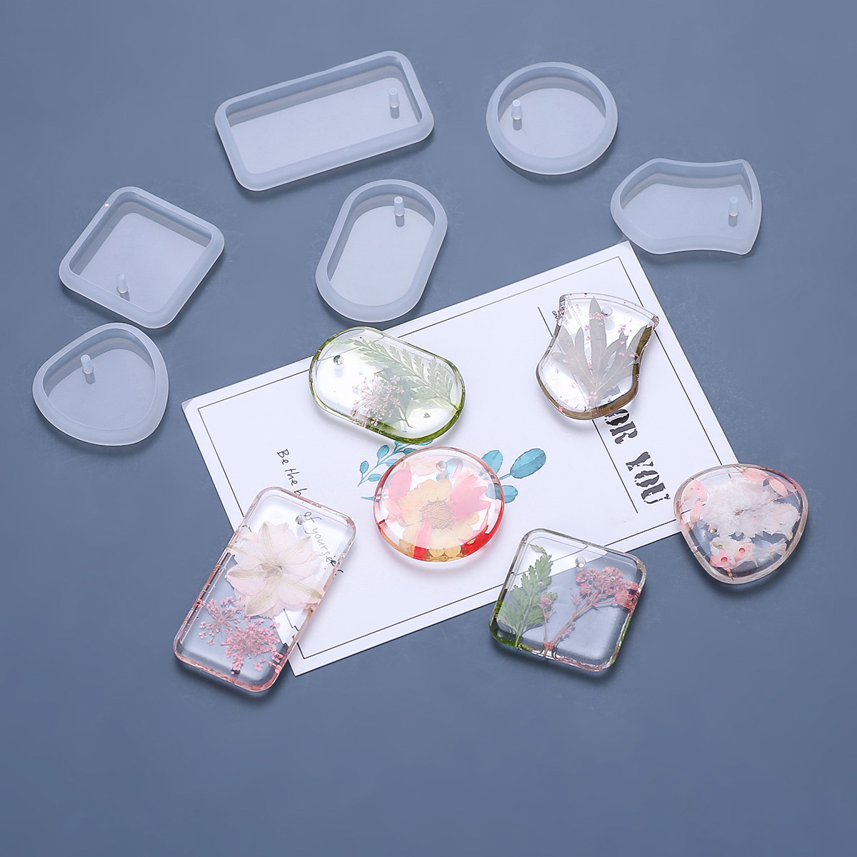 Silicone Epoxy Resin Molds Set - DIY 키체인 펜던트 실리콘 몰드 세트,