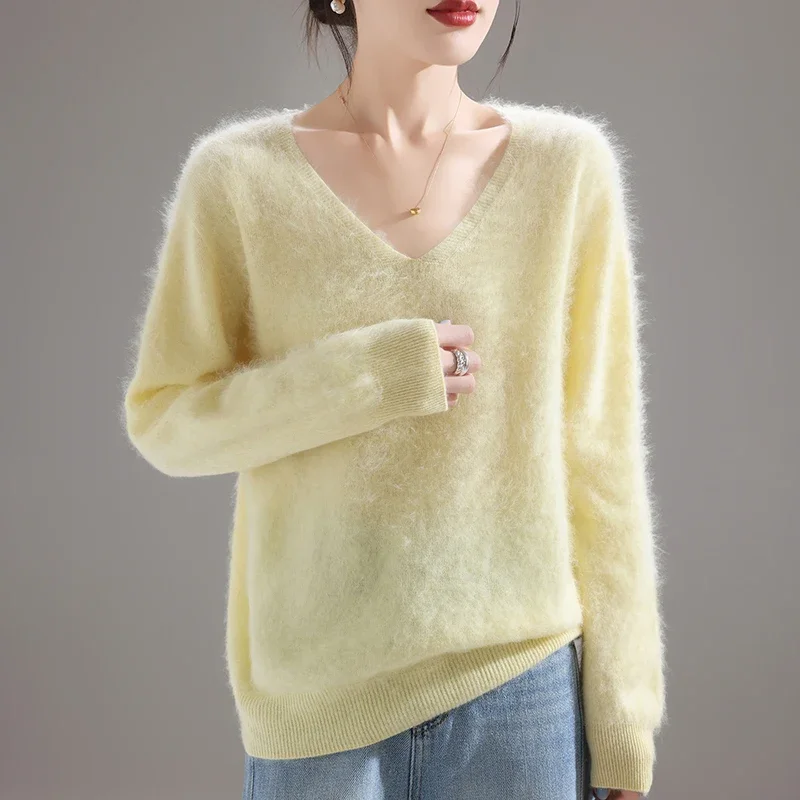 Embroidery - 2025 여성용 100% 메리노 울 스웨터,