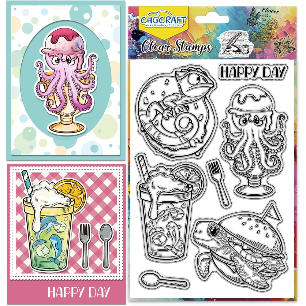 Clear Silicone Stamps For Card Making - 해양 동물 클리어 스탬프 거북이 투명