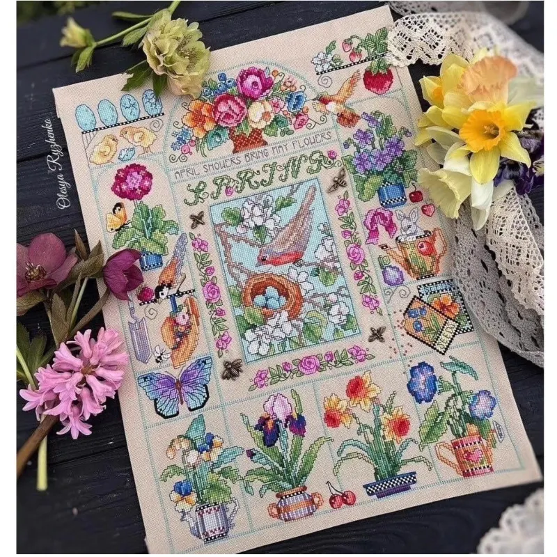 Cross Stitch Stamped Kits Beginners - 【CC2937 Spring Garden】 초보자용 DIY 스탬프