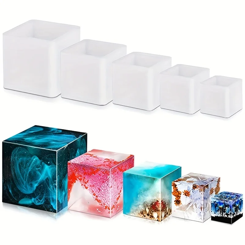 Silicone Epoxy Resin Molds Set - 5 개 사각형 수지 금형 실리콘,