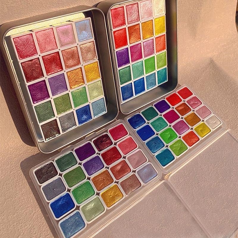 Watercolor Paint Set Solid Pigment - 진주빛 페인트 휴대용 20색 고체 수채화