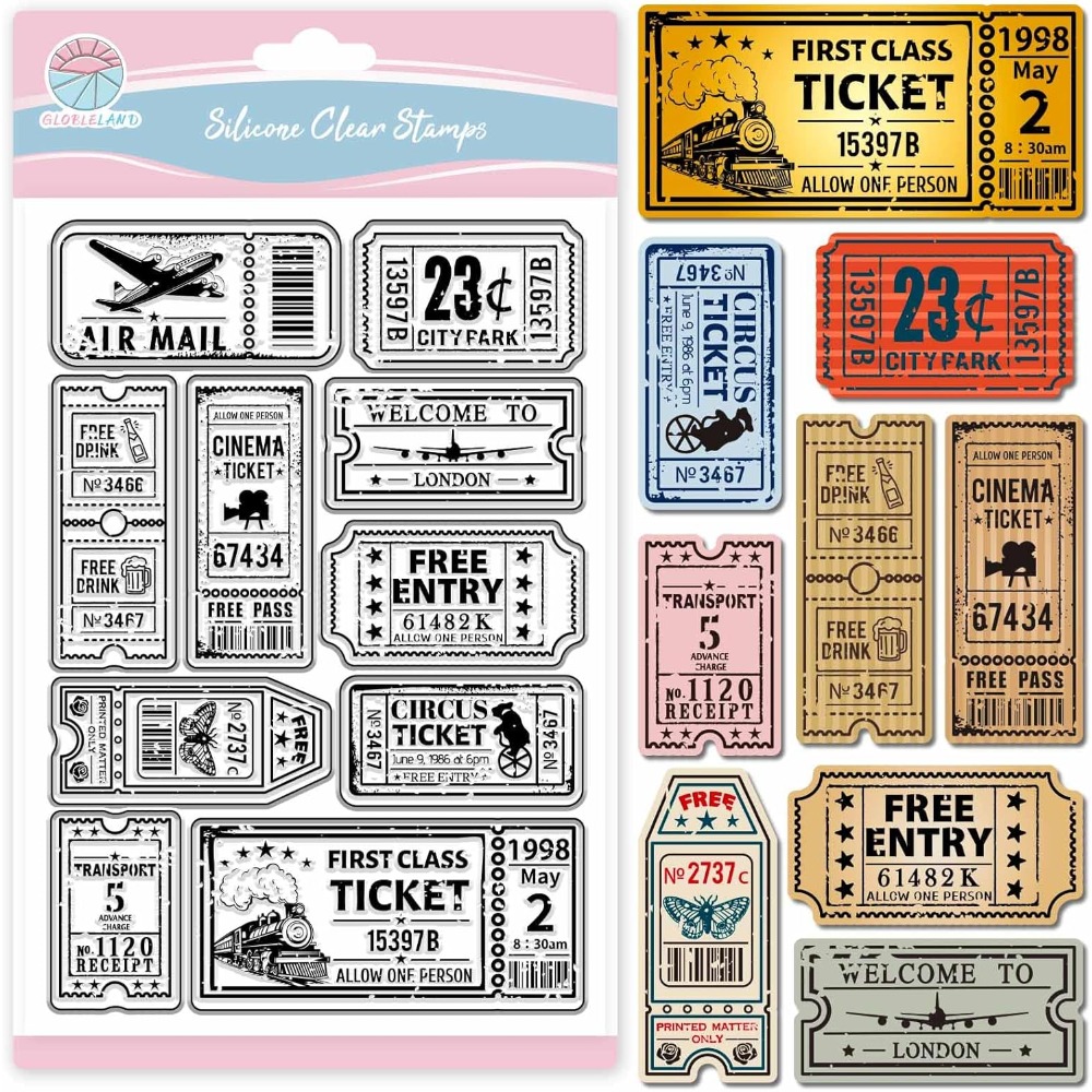 Clear Silicone Stamps For Card Making - 빈티지 티켓 스크랩북킹을위한 클리어 스탬프 기차