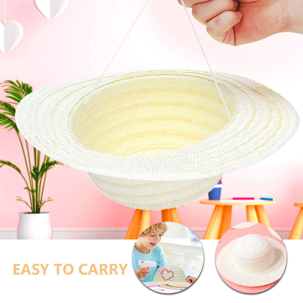 8Pcs DIY 어린이 밀짚 모자 흰색 빈 모자 그림  - Painting Supplies 리뷰 및 가격