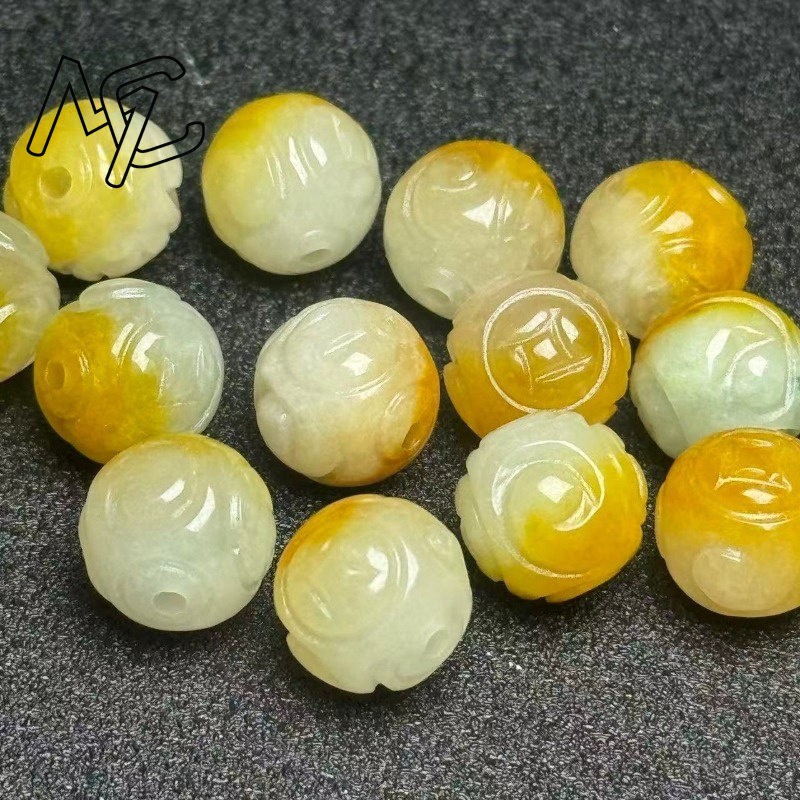 5pcs 천연 노란색 에메랄드 옥 원형 구슬 DIY 팔 - Beading 리뷰 및 가격