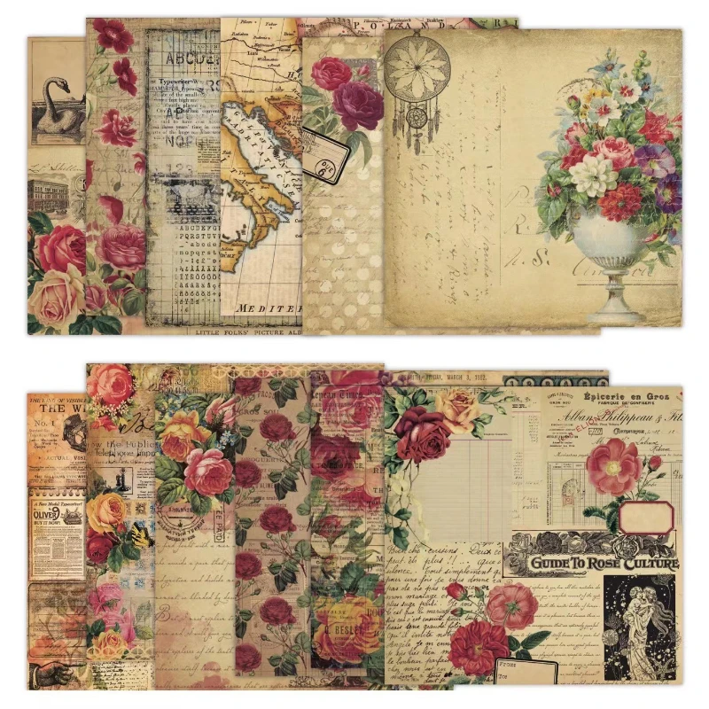 스크랩북 패드 모듬 패턴 데쿠 페이지 카드 스톡 용지, - Vintage Junk Journal Scrapbooking Paper 리뷰 및 가격