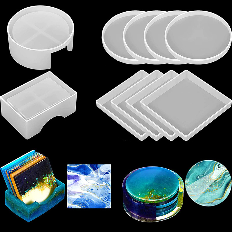 5개/세트 DIY 에폭시 레진 컵 코스터 제작용 실리콘 - Silicone Epoxy Resin Molds Set 리뷰 및 가격