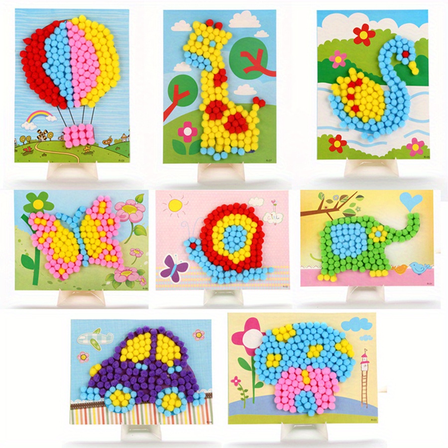 2pcs 16x21cm 다채로운 Pom-Pom 그림 동 - Painting Supplies 리뷰 및 가격