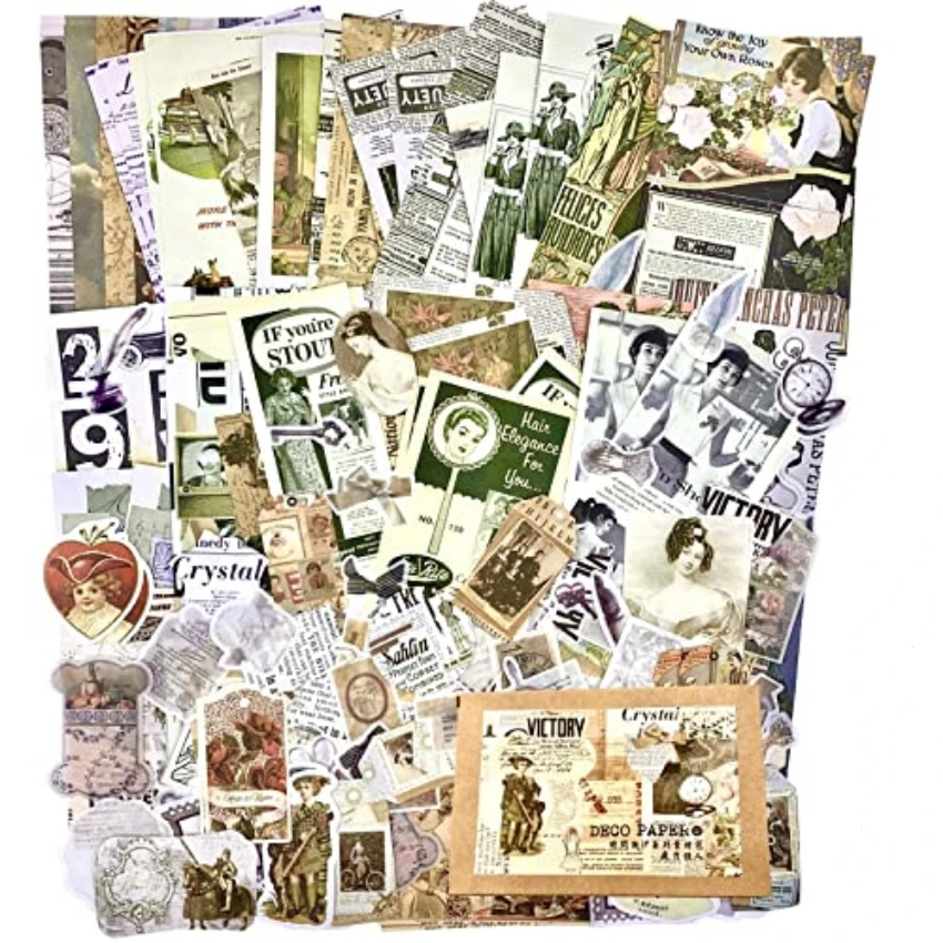 빈티지 스티커 - 200개 자연 테마 잡지용 스티커 세 - Vintage Junk Journal Scrapbooking Paper 리뷰 및 가격