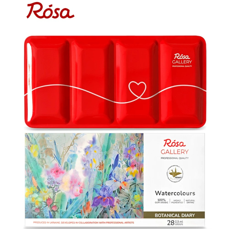 ROSA 28 색 꽃무늬 단색 수채화 세트 레드 메탈  - Watercolor Paint Set Solid Pigment 리뷰 및 가격