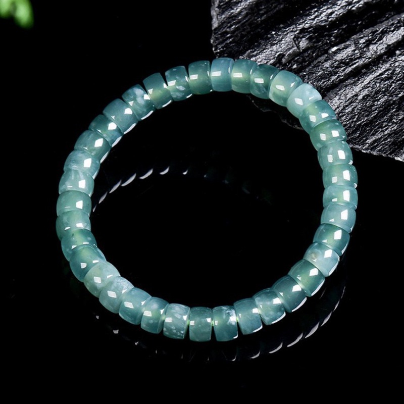 천연 A급 비취 블루 워터 올드 스타일 배럴, 아이스  - Beading 리뷰 및 가격