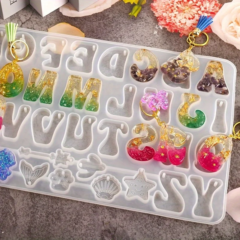 DIY 키체인용 알파벳 역방향 문자 모양의 실리콘 수지 - Silicone Epoxy Resin Molds Set 리뷰 및 가격