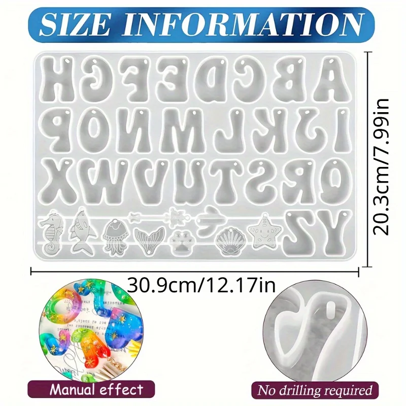 DIY 키체인용 알파벳 역방향 문자 모양의 실리콘 수지 - Silicone Epoxy Resin Molds Set 리뷰 및 가격