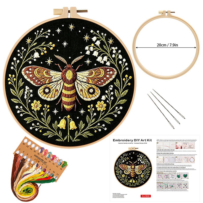나비꽃 자수 DIY 키트, 성인 초보자를 위한 핸드 스 - Cross Stitch Stamped Kits Beginners 리뷰 및 가격