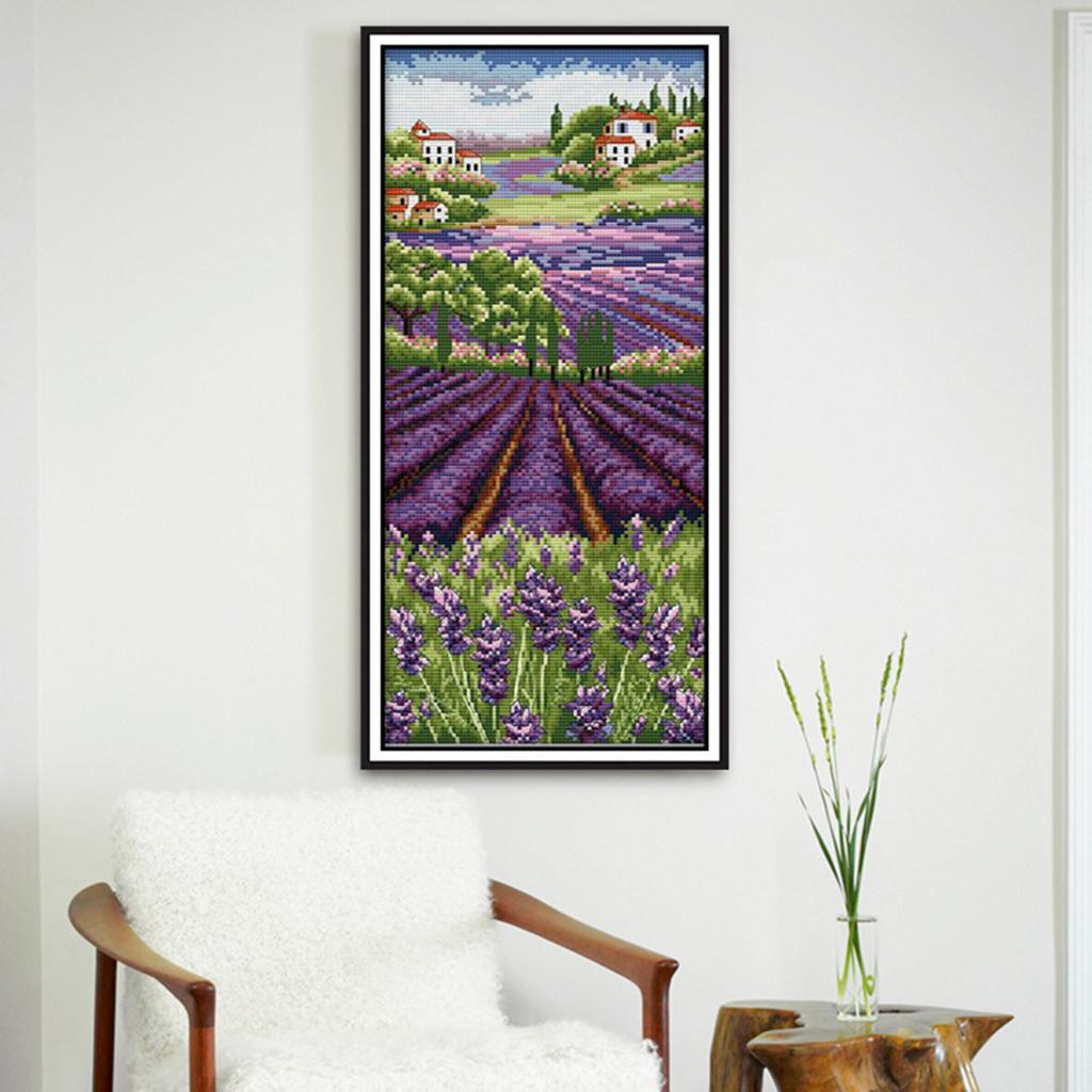 라벤더 꽃 스탬프 자수 키트, 프리 프린트 원단 자수  - Cross Stitch Stamped Kits Beginners 리뷰 및 가격