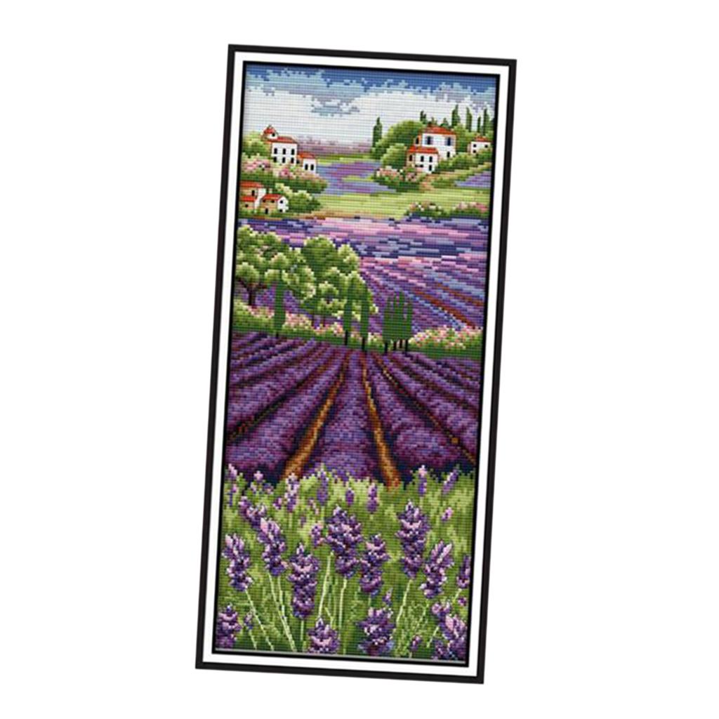 라벤더 꽃 스탬프 자수 키트, 프리 프린트 원단 자수  - Cross Stitch Stamped Kits Beginners 리뷰 및 가격