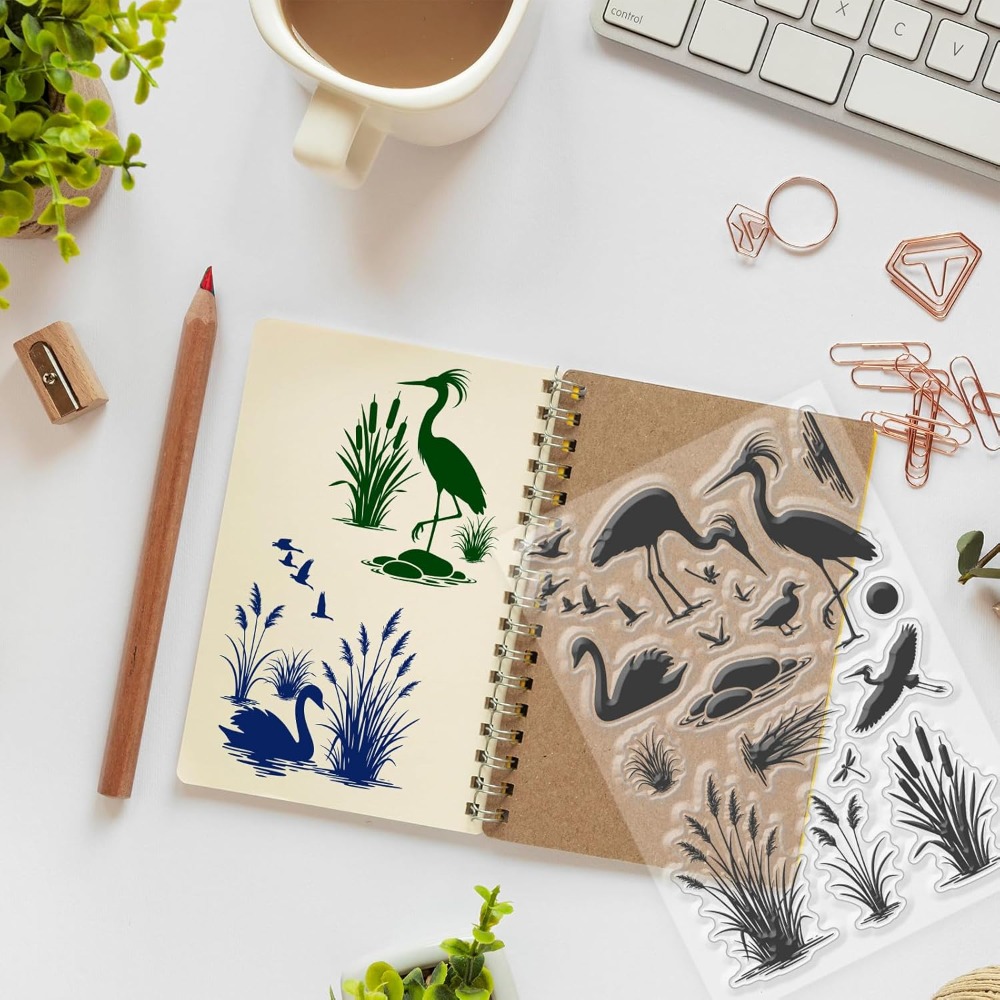 습지 조류 패턴 클리어 스탬프 리드 실리콘 스탬프 씰  - Clear Silicone Stamps For Card Making 리뷰 및 가격
