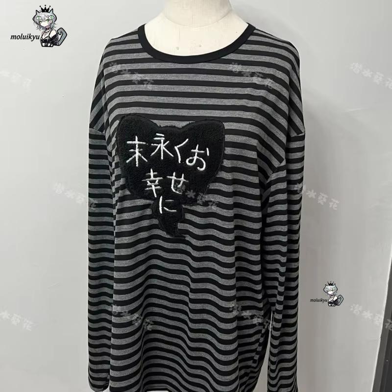 Y2K 아메리칸 펑크 빈티지 O 넥 긴팔 셔츠 올 매치 - Embroidery 리뷰 및 가격