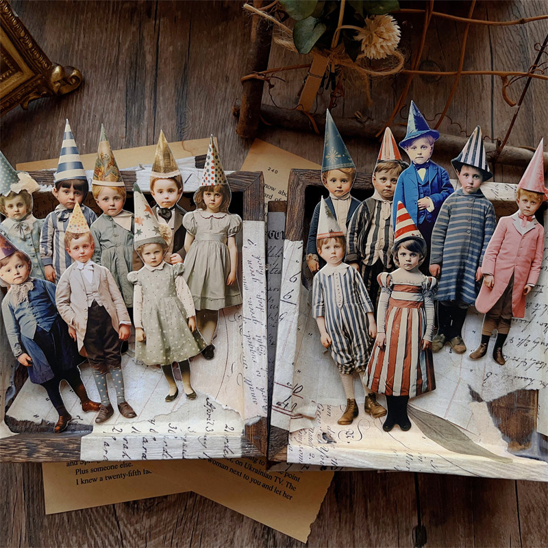 15개 빈티지 광대 파티 어린이 종이 인형 카드지 재료 - Vintage Junk Journal Scrapbooking Paper 리뷰 및 가격