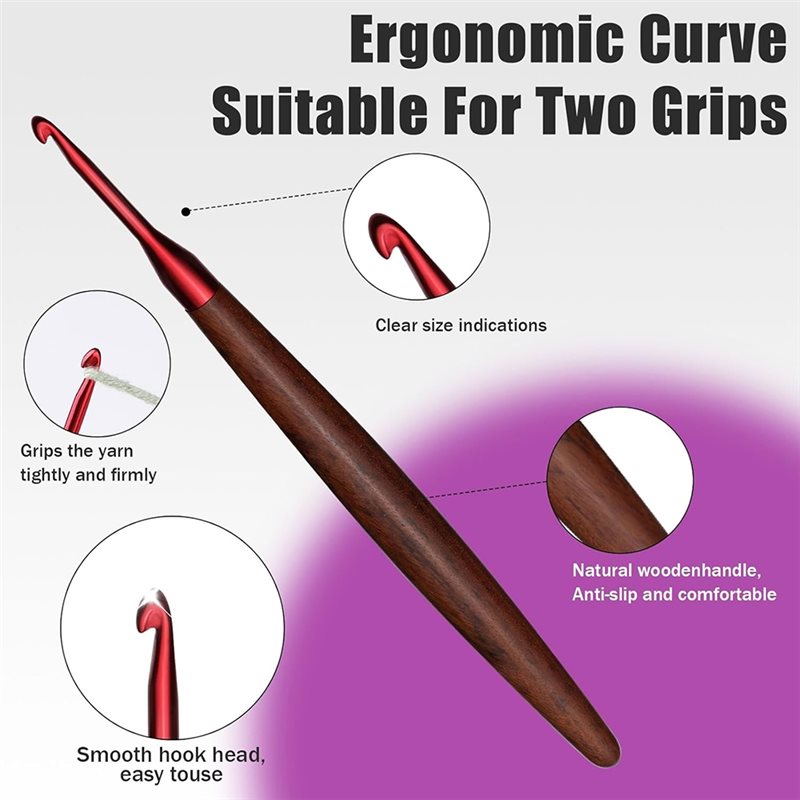 A59Z-관절염이 있는 손을 위한 인체공학적 나무 손잡 - Wooden Crochet Hooks Ergonomic Handle 리뷰 및 가격