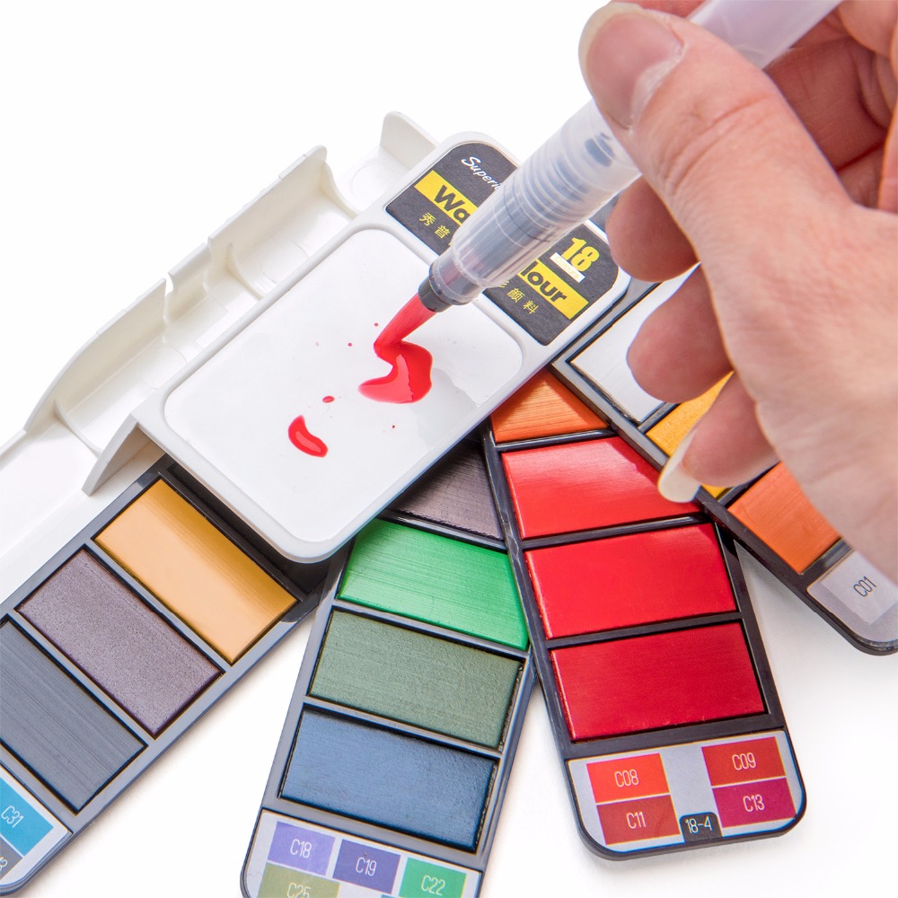 18/33/42 색 단색 수채화 세트 소용돌이 수채화  - Watercolor Paint Set Solid Pigment 리뷰 및 가격