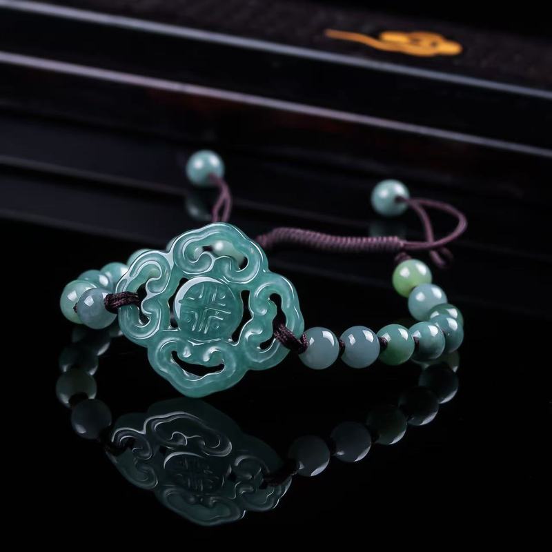천연 비취 A급 팔찌 오리지널 디자인 세련된 블루 워터 - Beading 리뷰 및 가격
