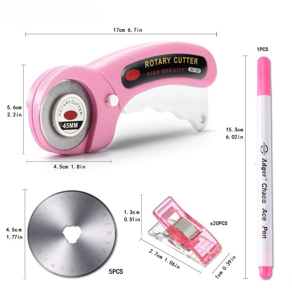 45mm 로터리 커터 세트 5 블레이드 바느질 클립 패 - Rotary Cutter For Fabric 45Mm 리뷰 및 가격