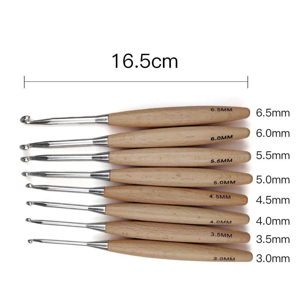8Pcs 나무 크로 셰 뜨개질 후크 16.5cm 3.0 - Wooden Crochet Hooks Ergonomic Handle 리뷰 및 가격