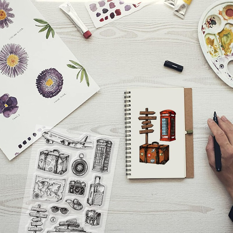 여행 실리콘 투명 스탬프 비행기 지도 투명 실리콘 스탬 - Clear Silicone Stamps For Card Making 리뷰 및 가격