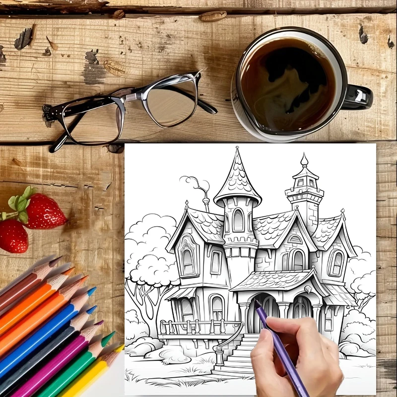 성인용 유령의 집 색칠 공부 책, 스트레스 해소를 위한 - Painting Supplies 리뷰 및 가격