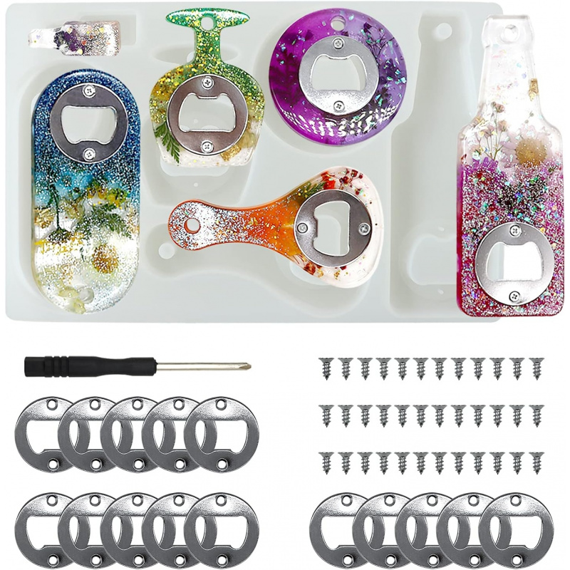 병따개 레진 몰드, 드라이버와 금속 부품이 포함된 맥주 - Silicone Epoxy Resin Molds Set 리뷰 및 가격
