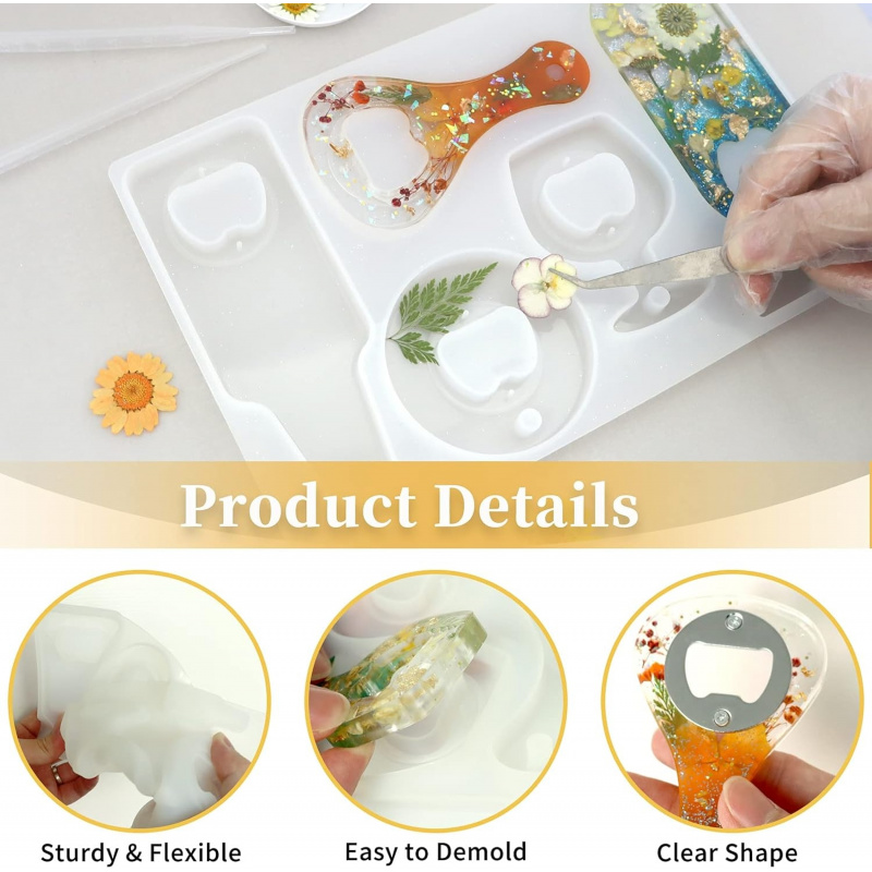 병따개 레진 몰드, 드라이버와 금속 부품이 포함된 맥주 - Silicone Epoxy Resin Molds Set 리뷰 및 가격