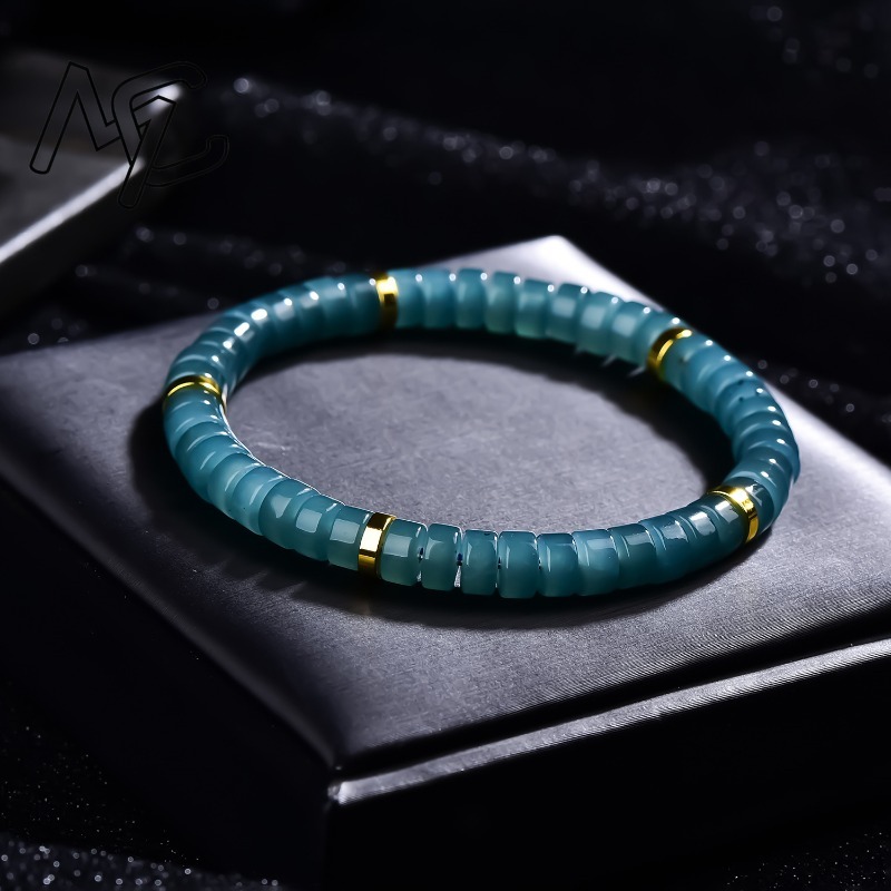 천연 비취 블루 워터 주판 비즈 스페이서 팔찌 고급 품 - Beading 리뷰 및 가격