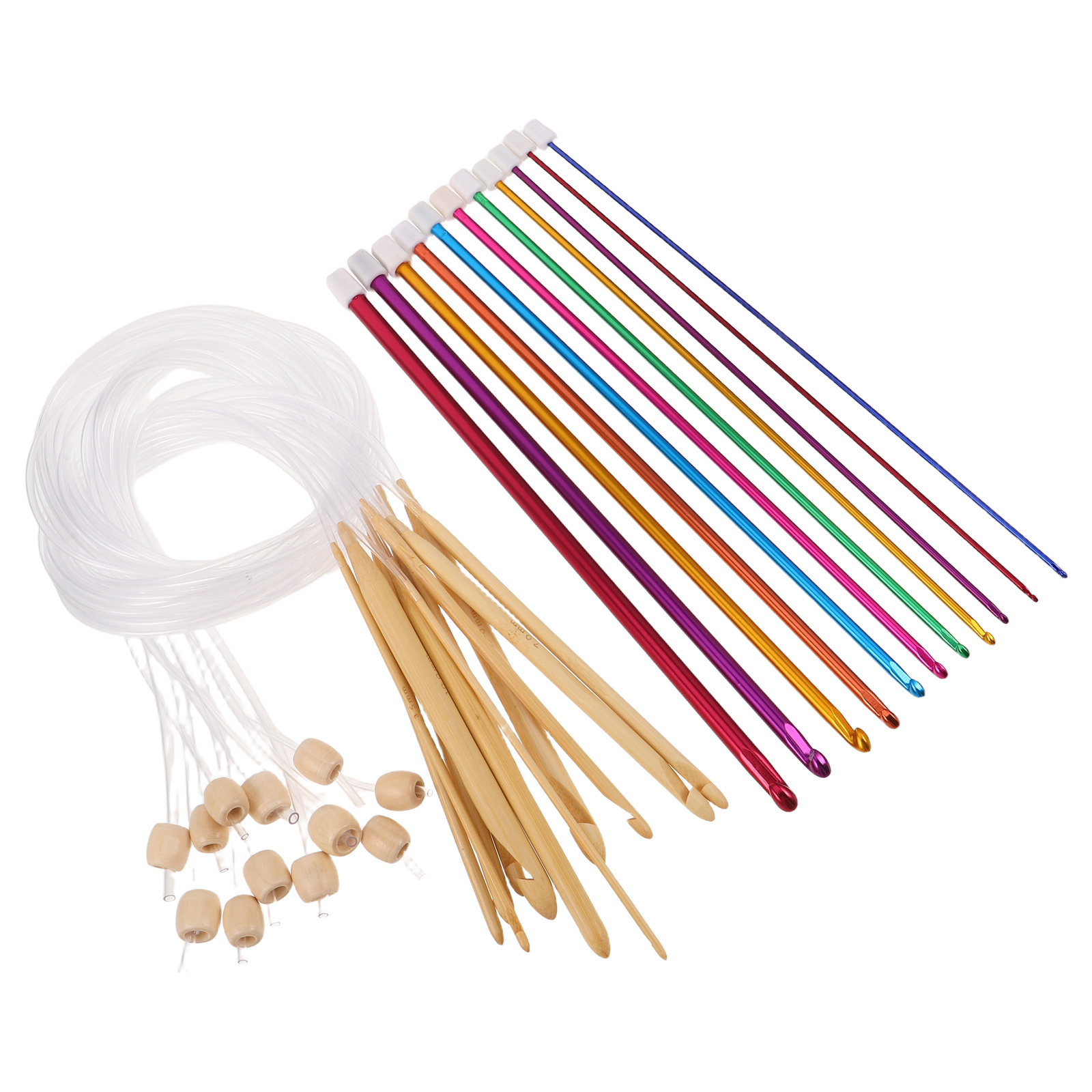 1세트 화려한 색상의 뜨개질용 코바늘 세트 - 인체공학 - Wooden Crochet Hooks Ergonomic Handle 리뷰 및 가격