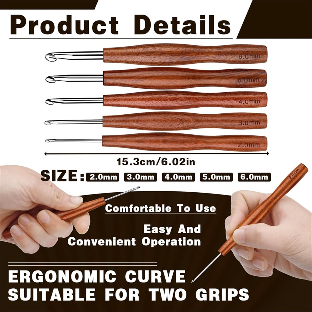 NOCM 5개 크로셰 훅, 관절염이 있는 손을 위한 나 - Wooden Crochet Hooks Ergonomic Handle 리뷰 및 가격