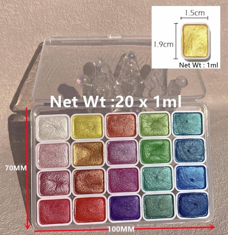진주빛 페인트 휴대용 20색 고체 수채화 아트 수채화  - Watercolor Paint Set Solid Pigment 리뷰 및 가격