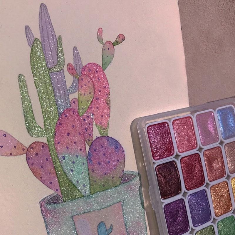 진주빛 페인트 휴대용 20색 고체 수채화 아트 수채화  - Watercolor Paint Set Solid Pigment 리뷰 및 가격