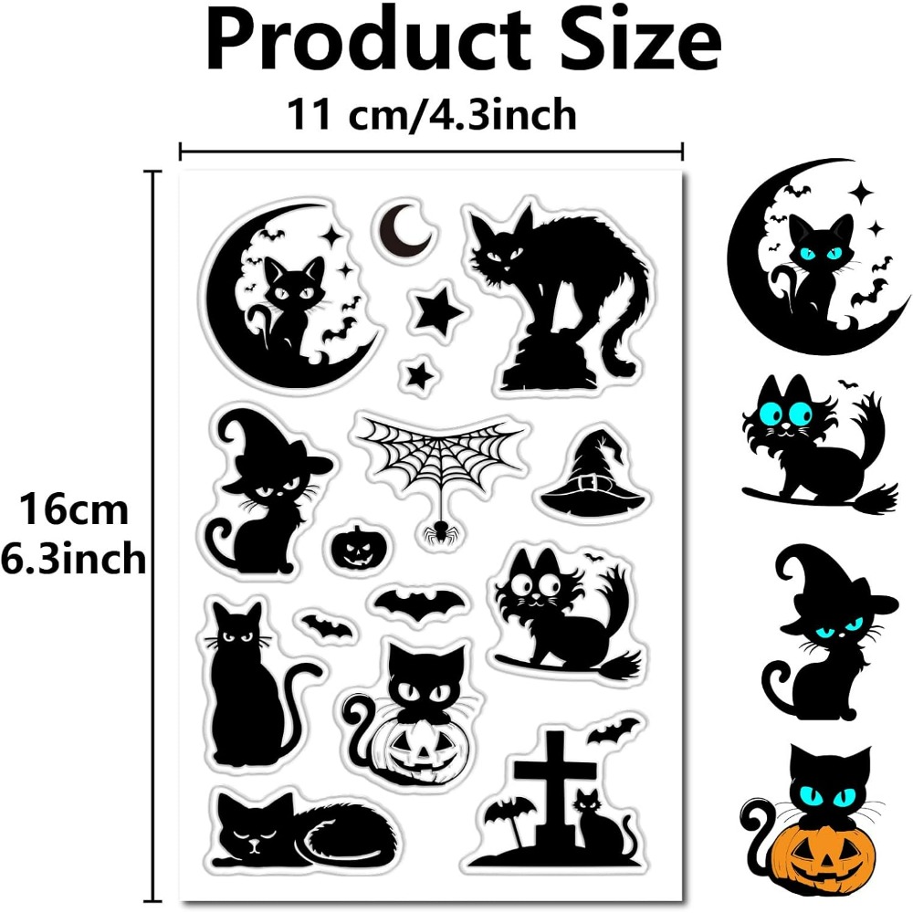 할로윈 검은 고양이 투명 고무 스탬프 호박 박쥐 묘비  - Clear Silicone Stamps For Card Making 리뷰 및 가격
