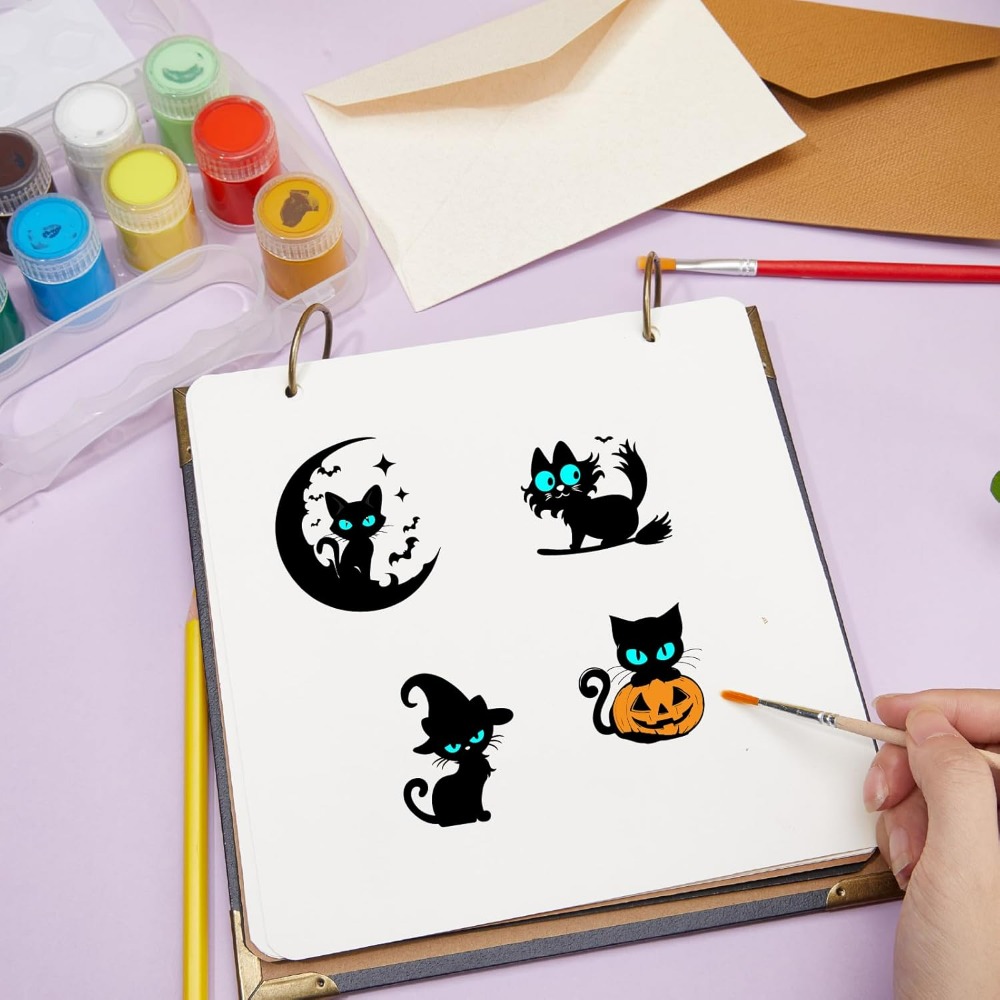 할로윈 검은 고양이 투명 고무 스탬프 호박 박쥐 묘비  - Clear Silicone Stamps For Card Making 리뷰 및 가격