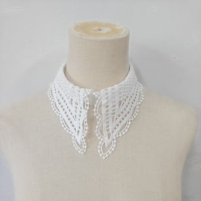 레이디 화이트 러플 장식 플로럴 자수 탈부착 가능한 칼 - Embroidery 리뷰 및 가격