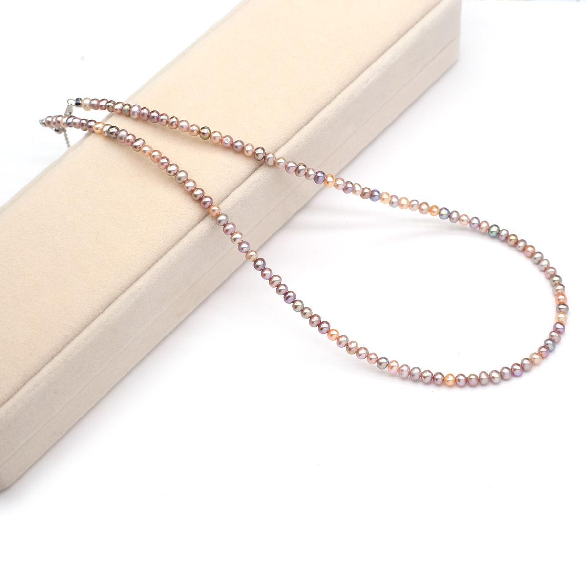 진짜 천연 담수 진주 목걸이 3-4mm 색상 라운드 진 - Beading 리뷰 및 가격