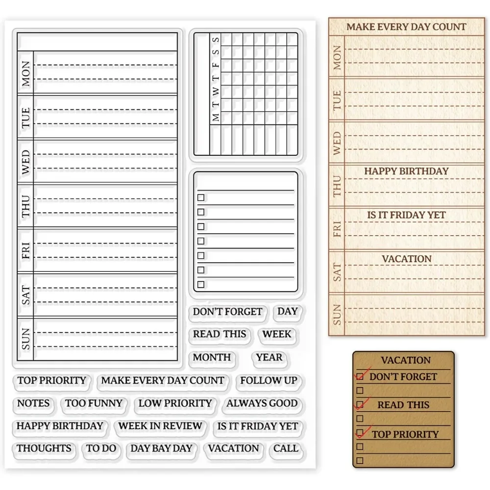 주간 계획 클리어 스탬프 달력 일정 카드 용 실리콘 클 - Clear Silicone Stamps For Card Making 리뷰 및 가격