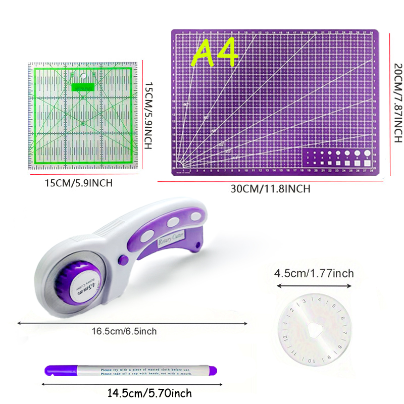 45mm 로터리 커터(두꺼운 A4 커팅 매트 포함) + - Rotary Cutter For Fabric 45Mm 리뷰 및 가격